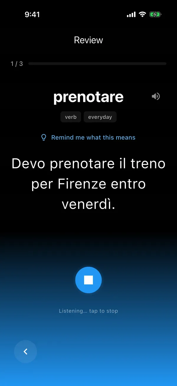 Review screen in FluenSi
